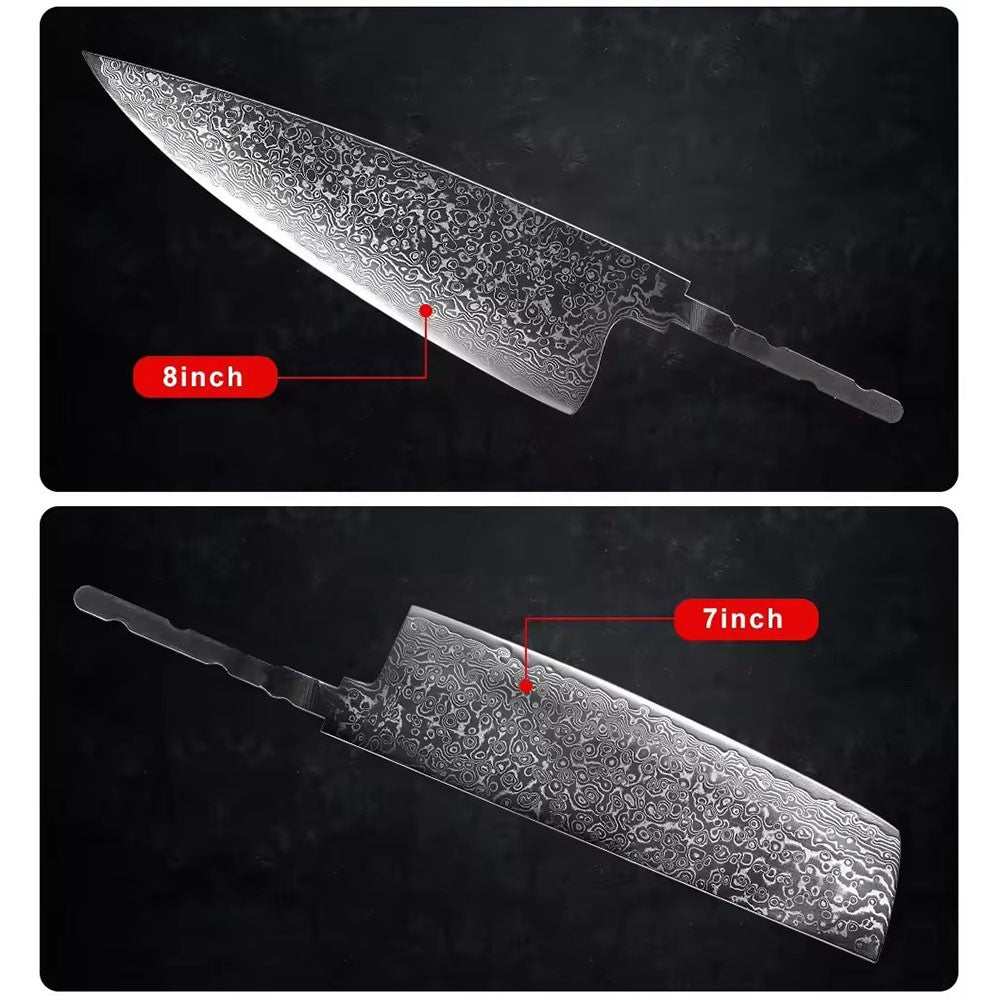 VG10 Damascus Steel Chef Knife Blank Blade DIY Home Hobby Kitchen Tools Material