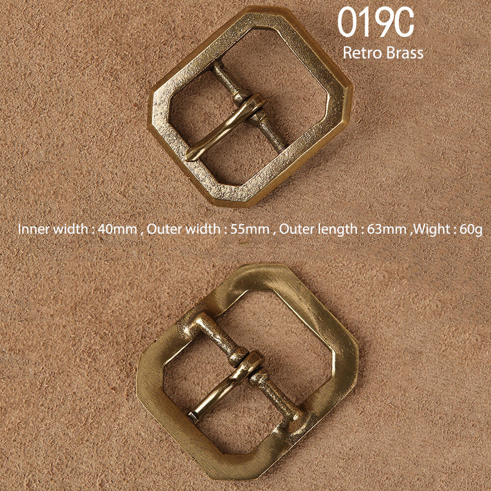 Octagonal Solid Brass Pin Belt Buckle For Men Women Leatherwork Craft DIY 4CM