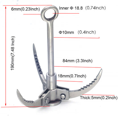 New Style Outdoor Climbing Folding Carabiner Steel Grappling Hook Survival Toos