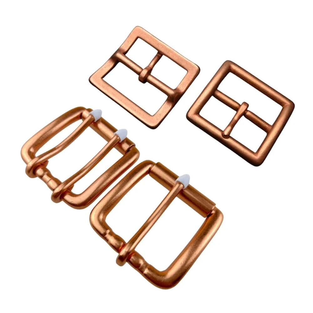 Red Copper Men's Belt Buckle Handmade Vintage Style Pin Buckle Casual Belt