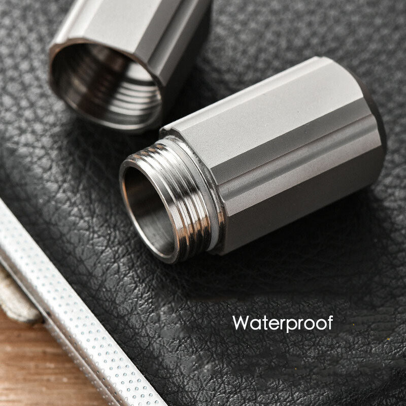 Titanium Waterproof Lighter Pill Case Box Travel Capsule Bottle Holder Container