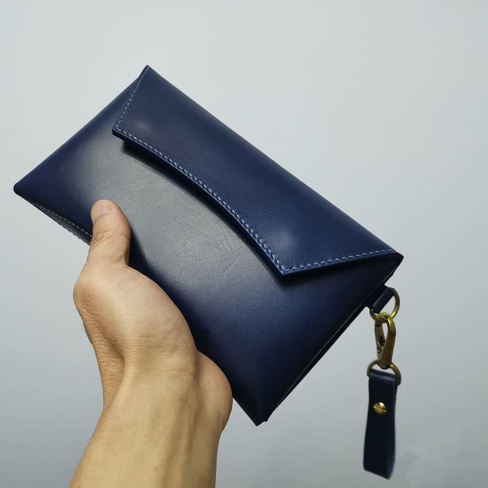 Handmade Leather Clutch Cosmetic Bag Vegetable Tanned Leather Phone Pouch