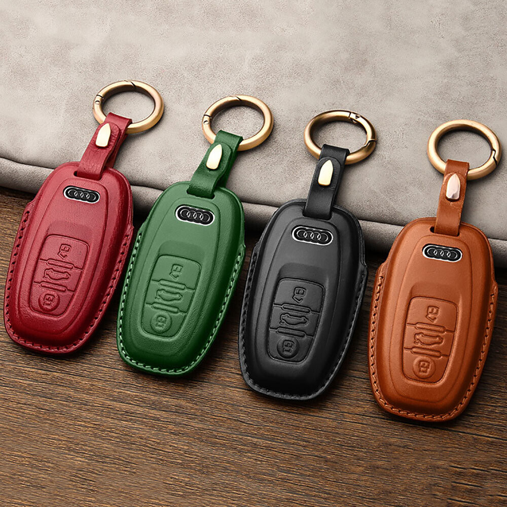 Handmade Genuine Leather Craft Car Key Fob Case Cover For AUDI Keychains bag