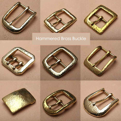Retro Hammered Striation Solid Brass Pin Belt Buckle for Men Women Leather Craft Diy Making Belt Accessory