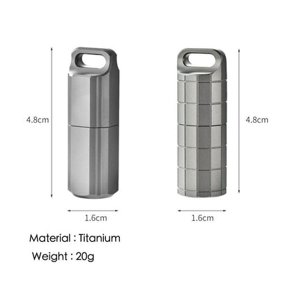 Titanium Waterproof Lighter Pill Case Box Travel Capsule Bottle Holder Container