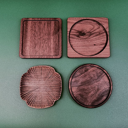 Walnut Wooden Whiskey Coasters Coffee Cup Plate Tea Heat Insulation Mat Art DIY