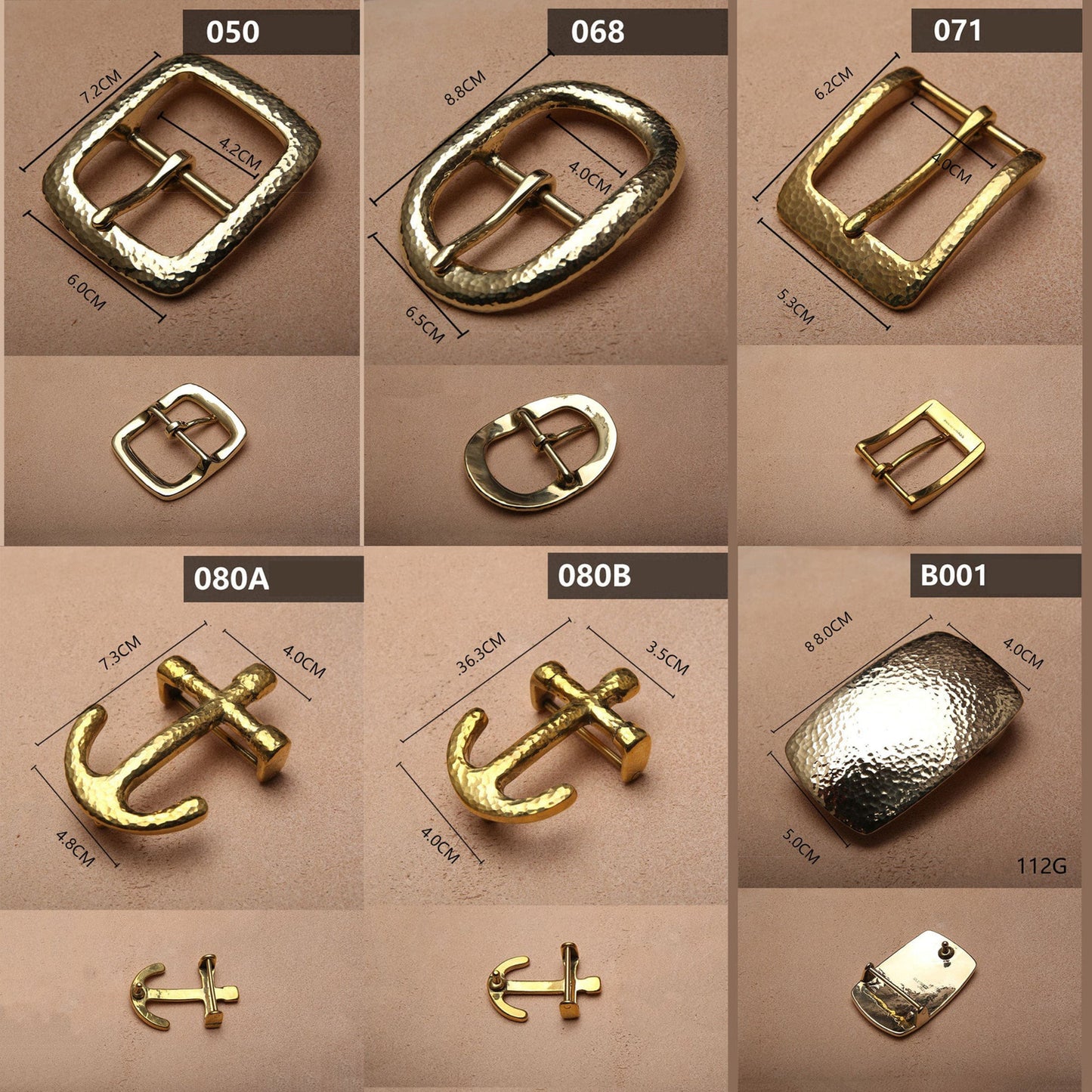 Retro Hammered Striation Solid Brass Pin Belt Buckle for Men Women Leather Craft Diy Making Belt Accessory