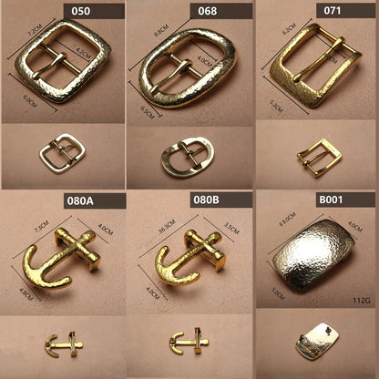 Retro Hammered Striation Solid Brass Pin Belt Buckle for Men Women Leather Craft Diy Making Belt Accessory