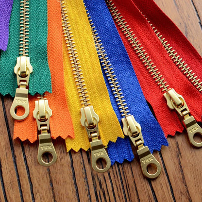 YKK 30cm Size #5 Metal Zipper Brass Pull for DIY Leather Bags Hardware Accessories
