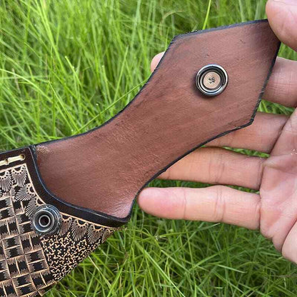 Veg Tanned Carved Leather Sheath For Outdoor Knife Protect Case Cover Belt Clip