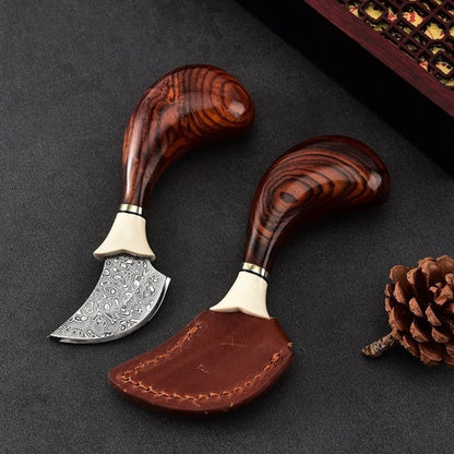 VG10 Damascus Curved Knife Collectible Fruit Tea Agarwood Cutter Gift EDC