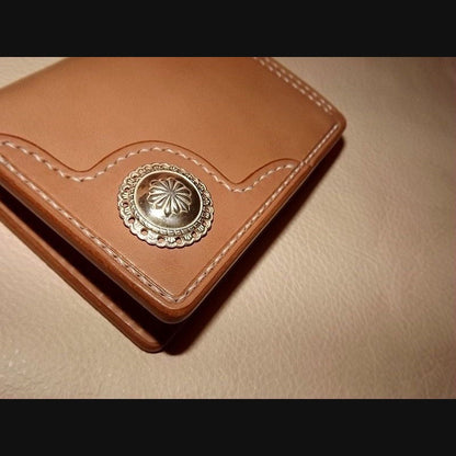 Handmade Japan Tochigi Vegetable Tanned Leather Wallet with 925 Silver Buckle