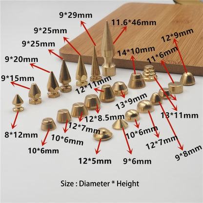 20pcs Solid Brass Pyramid Spikes Punk Rivets Studs Dog Collar Leather Craft DIY
