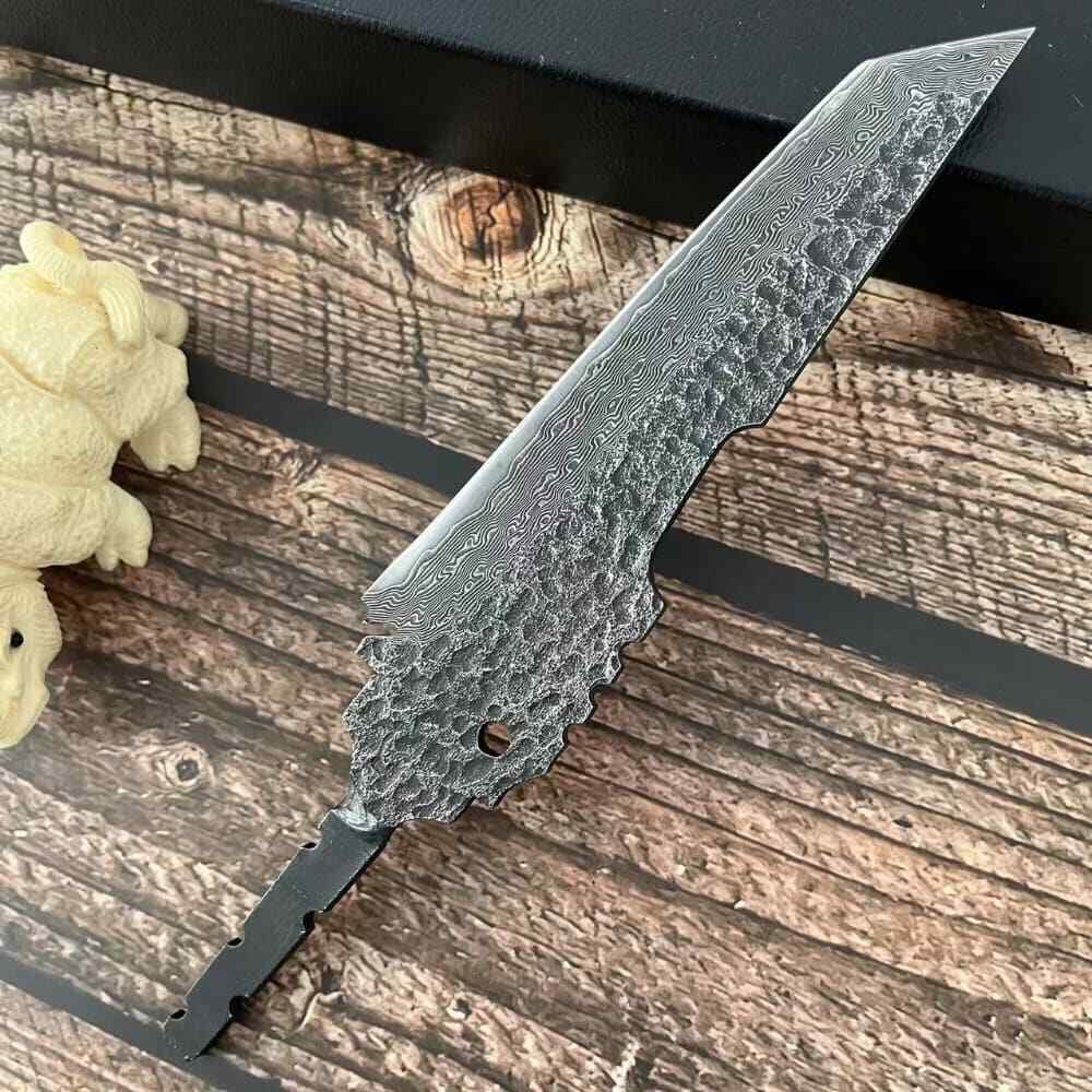 Forged Damascus Steel Billet Blade Blank Making Outdoor Knife EDC Diy Material