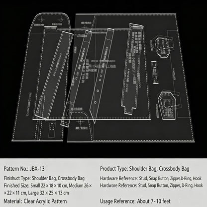 DIY 2mm Thickness Acrylic Templates for Leather Shoulder Crossbody Tote Bags
