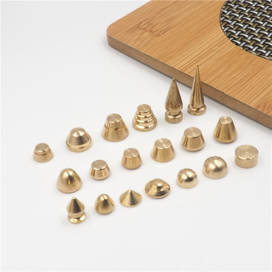 20pcs Solid Brass Pyramid Spikes Punk Rivets Studs Dog Collar Leather Craft DIY