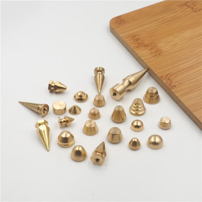20pcs Solid Brass Pyramid Spikes Punk Rivets Studs Dog Collar Leather Craft DIY