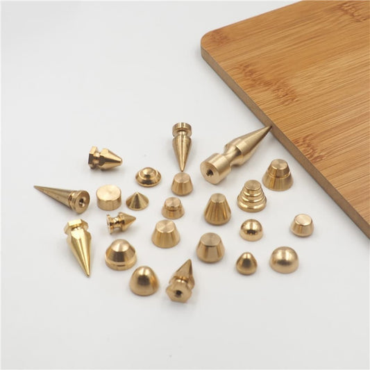 20pcs Solid Brass Pyramid Spikes Punk Rivets Studs Dog Collar Leather Craft DIY