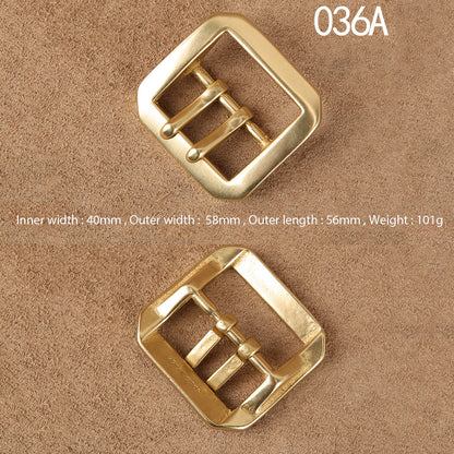 Octagonal Solid Brass Pin Belt Buckle For Men Women Leatherwork Craft DIY 4CM