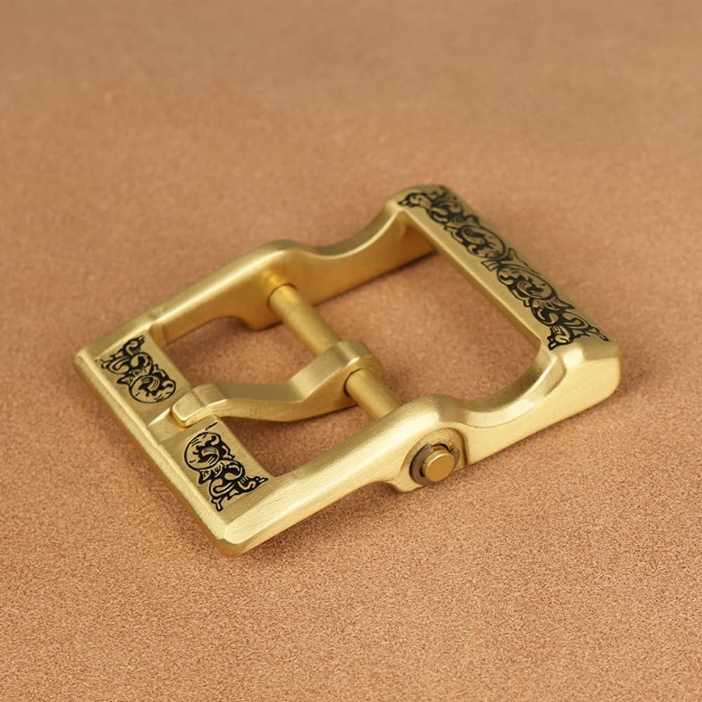 Brass Belt Buckle for Men Leather Belt Pin Buckle Stainless Steel Vintage Style