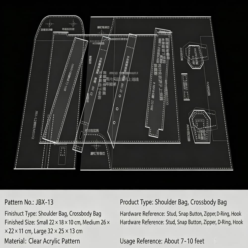 DIY 2mm Thickness Acrylic Templates for Leather Shoulder Crossbody Tote Bags