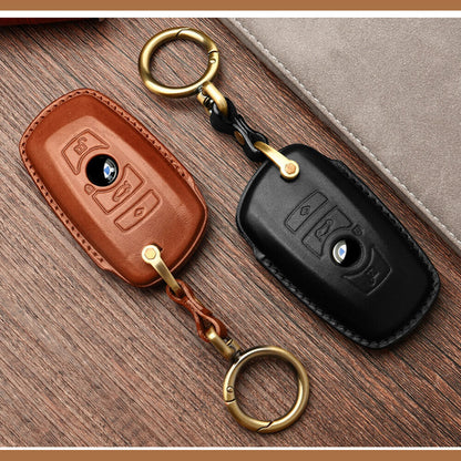 Handmade Genuine Leather Craft Car Key Fob Case Cover Fore BMW Keychains bag