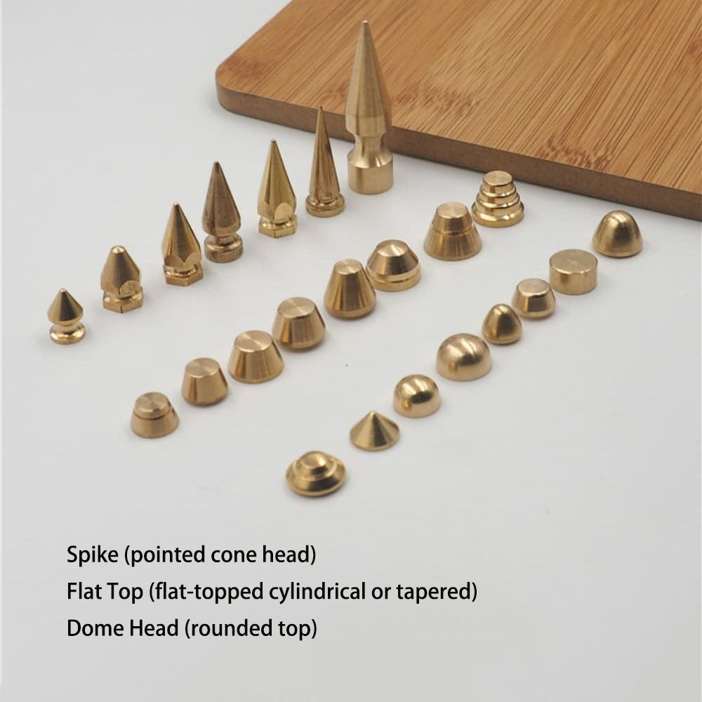 20pcs Solid Brass Pyramid Spikes Punk Rivets Studs Dog Collar Leather Craft DIY