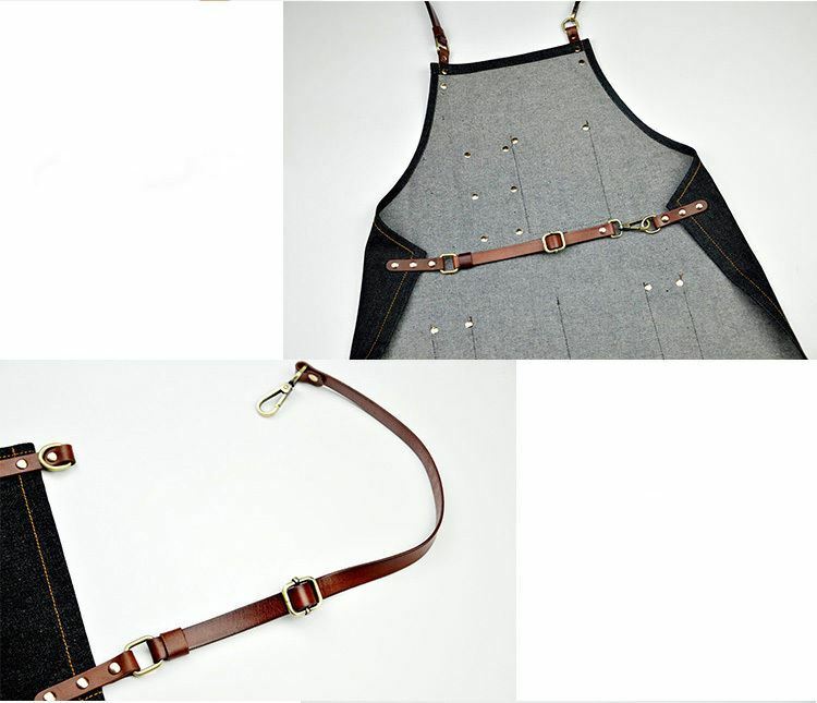 Jeans Denim Apron for Kitchen / Coffe Shop Studio Leather Craft Custom Made Logo