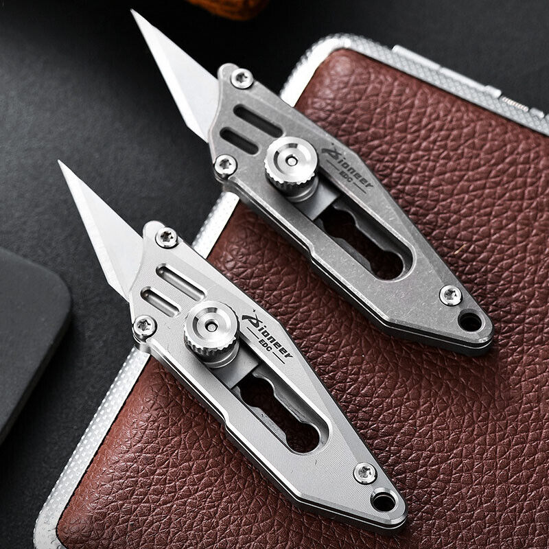 Mini Titanium Alloy Utility Knife Keychain Portable EDC Blade Replaceable Cutter