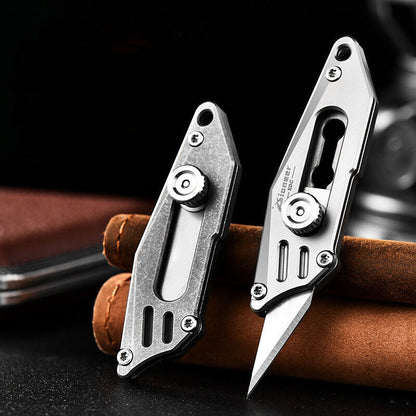 Mini Titanium Alloy Utility Knife Keychain Portable EDC Blade Replaceable Cutter