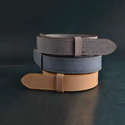 Handcrafted Italian Vegetable Tanned Leather Belt Strap with Hand Sewn Stitch
