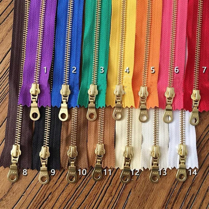30cm Size #5 Metal Zipper Brass Pull for DIY Leather Bags Hardware Accessories