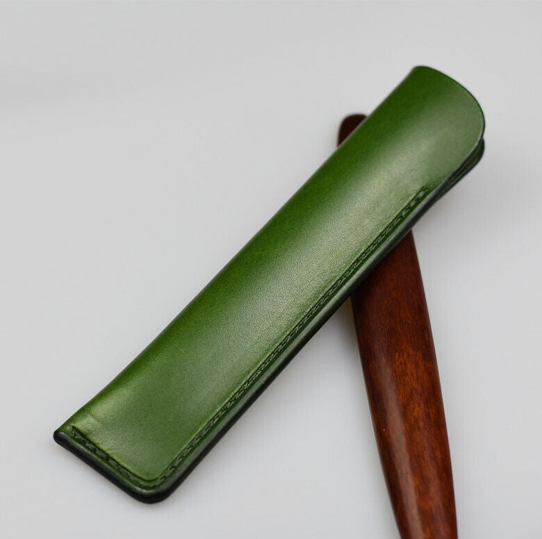 Handmade custom Made Genuine Leather Craft Cowhide Pen Case Pencil Bag Holder