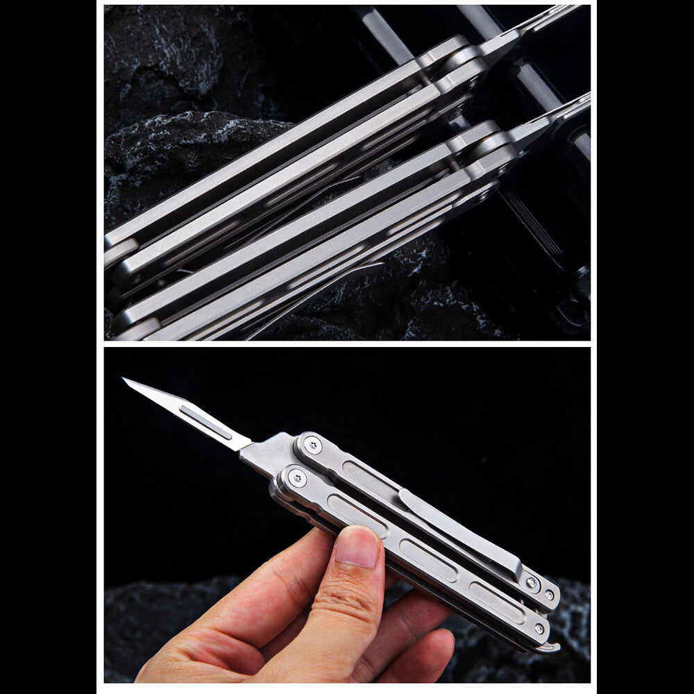 Titanium Practice Balisong Butterfly Trainer Folding Knife bottle opener EDC