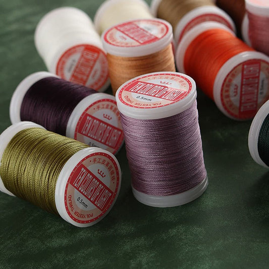 Hand Sewing Polyester Waxed Thread 0.5mm 135m No Fray No Fuzz for Leather DIY