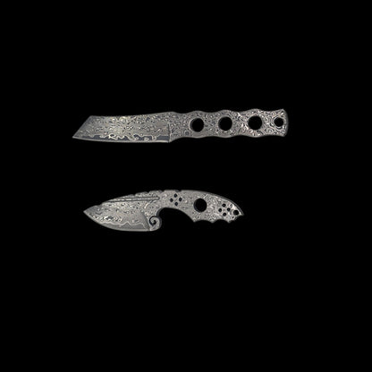 Small Damascus Steel Blade Outdoor Knife EDC Damascus Handle Hand Craft Cutter