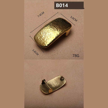 Retro Hammered Striation Solid Brass Pin Belt Buckle for Men Women Leather Craft Diy Making Belt Accessory