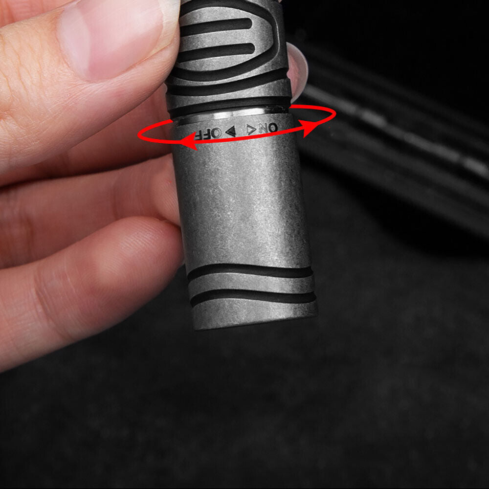 Titanium Mini Rechargeable LED Flashlight Waterproof Keychain Pendant EDC