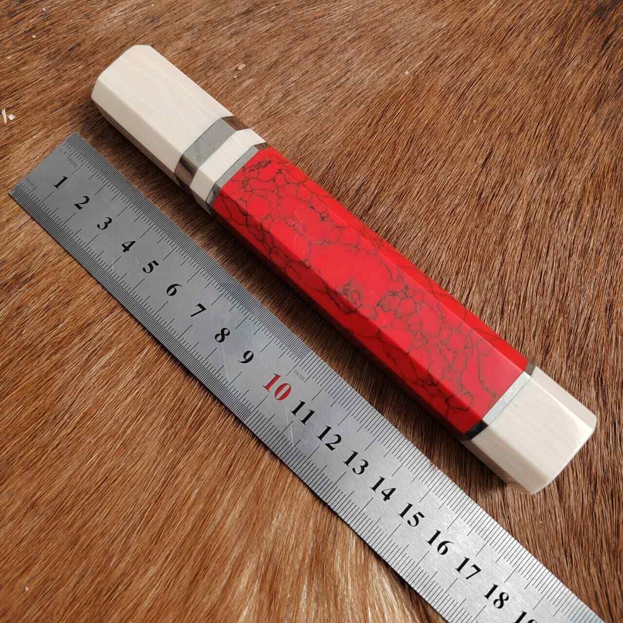 Japanese Style Octagonal Marble Material Handle Making Chief Knife Diy 16cm