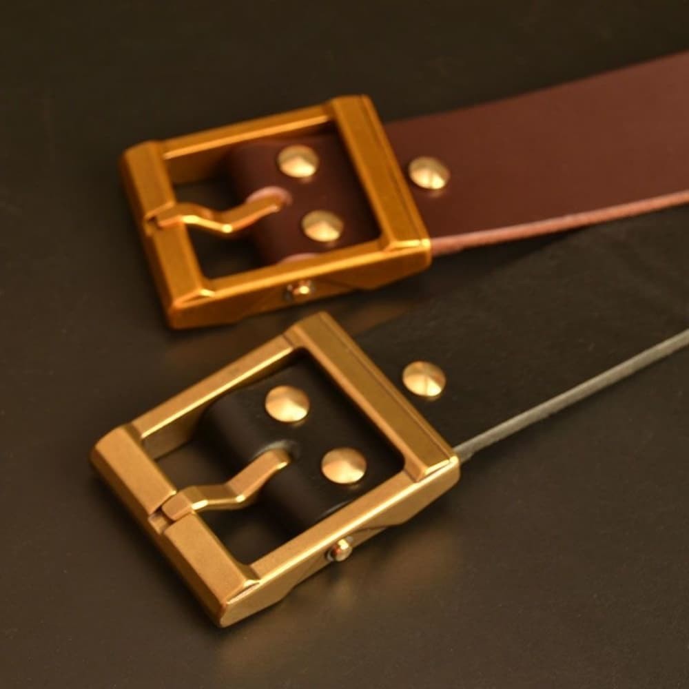 Solid Brass Removable Pin Belt Buckle for Leather Belt Handmade Jeans Men's 38mm