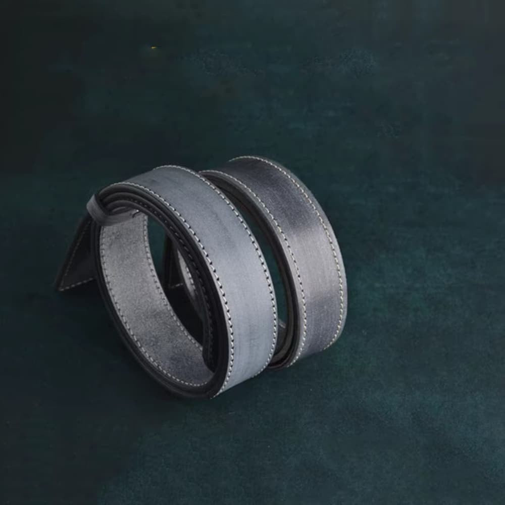 Handcrafted Italian Vegetable Tanned Leather Belt Strap with Hand Sewn Stitch