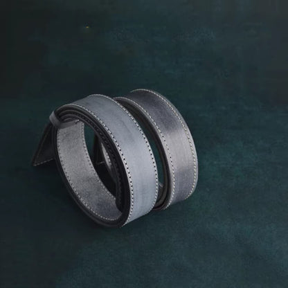 Handcrafted Italian Vegetable Tanned Leather Belt Strap with Hand Sewn Stitch
