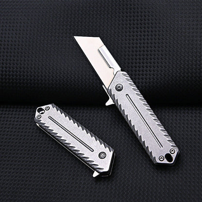 Stone Washed Steel Creative Utility Knife Folding Interchangeable Blade Portable