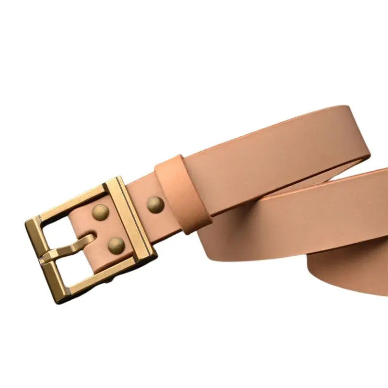 5.5mm Thick Vegetable Tanned Leather Belt Men Pin Buckle Italian Natural Cowhide