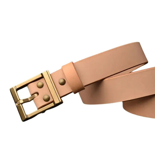 5.5mm Thick Vegetable Tanned Leather Belt Men Pin Buckle Italian Natural Cowhide