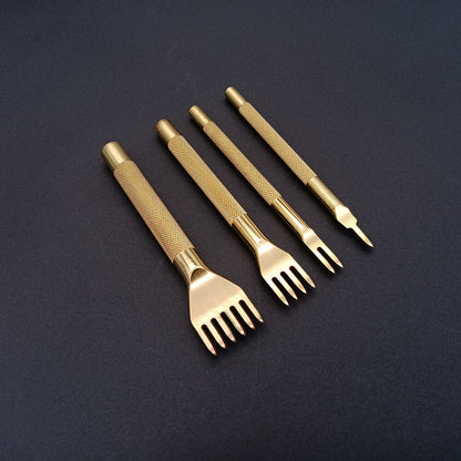 Leather Craft Tools Hole Punches Stitching Punch Diamone Chisel Set  3/4/5/6mm