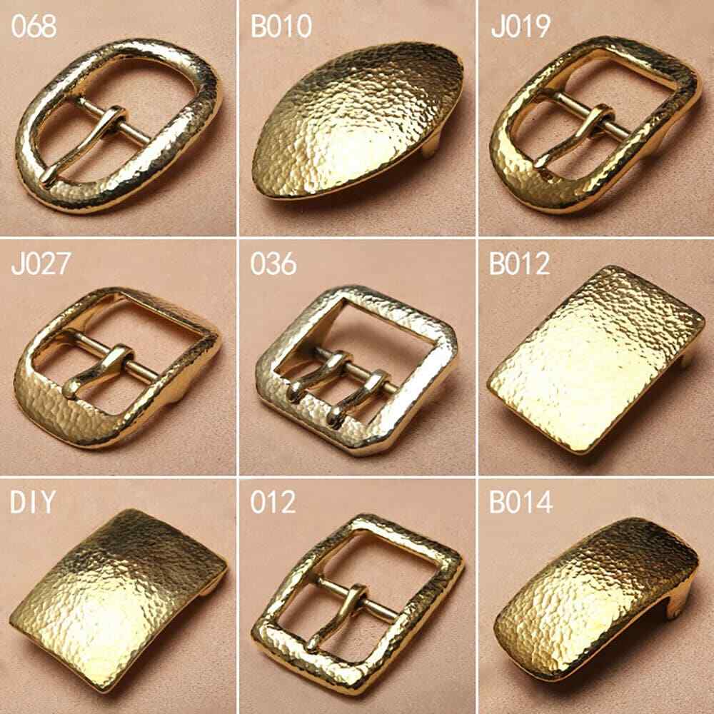 Retro Hammered Striation Solid Brass Pin Belt Buckle for Men Women Leather Craft Diy Making Belt Accessory