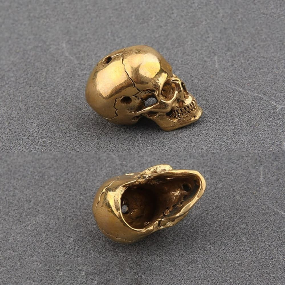 Brass Copper Skull Pendant Keychain Vintage Biker Style Creative Accessory