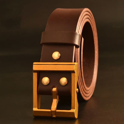 Solid Brass Removable Pin Belt Buckle for Leather Belt Handmade Jeans Men's 38mm