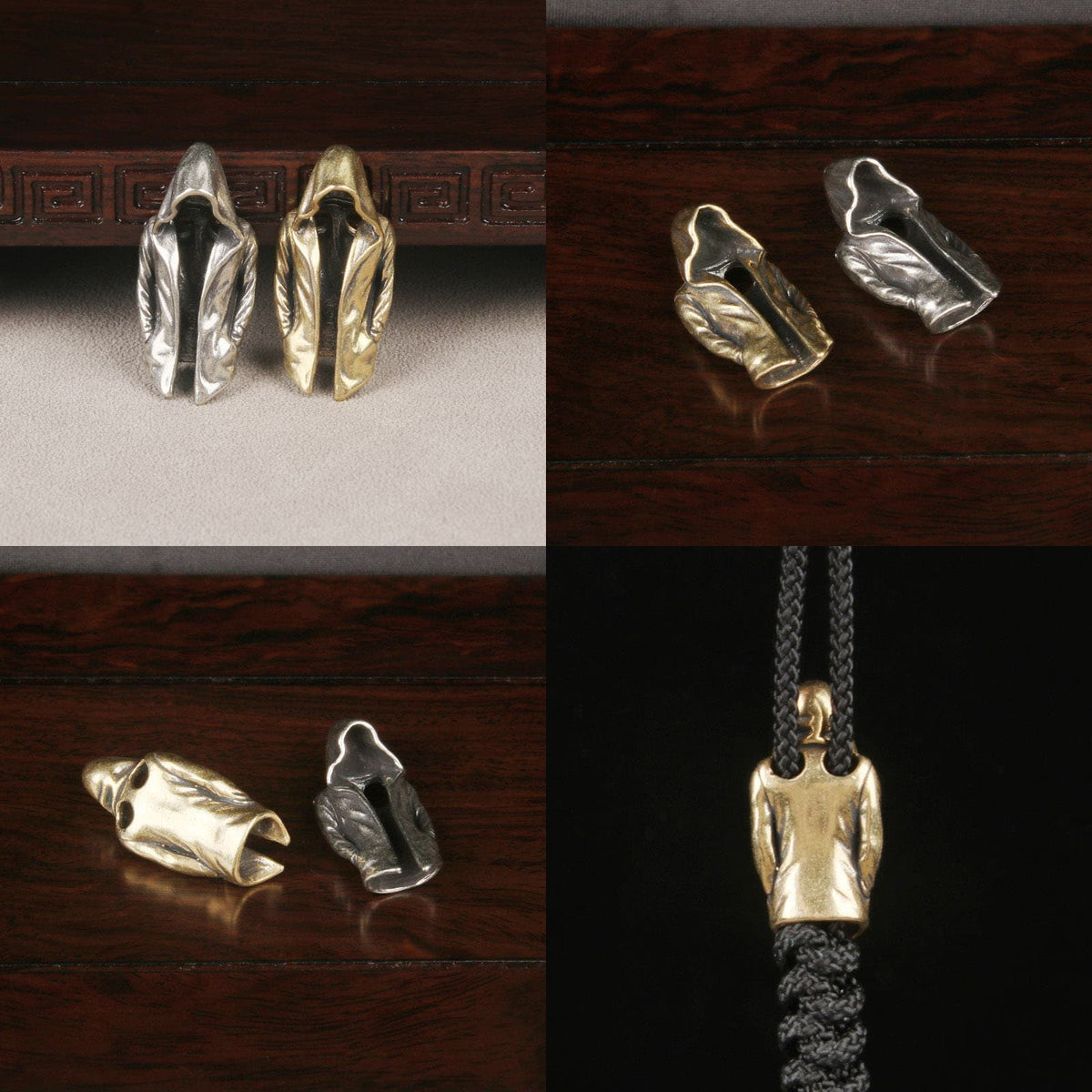 Brass EDC Lanyard Skull Knight Dragon Spartan Wolf Snake Cape Bead Keychain Drop